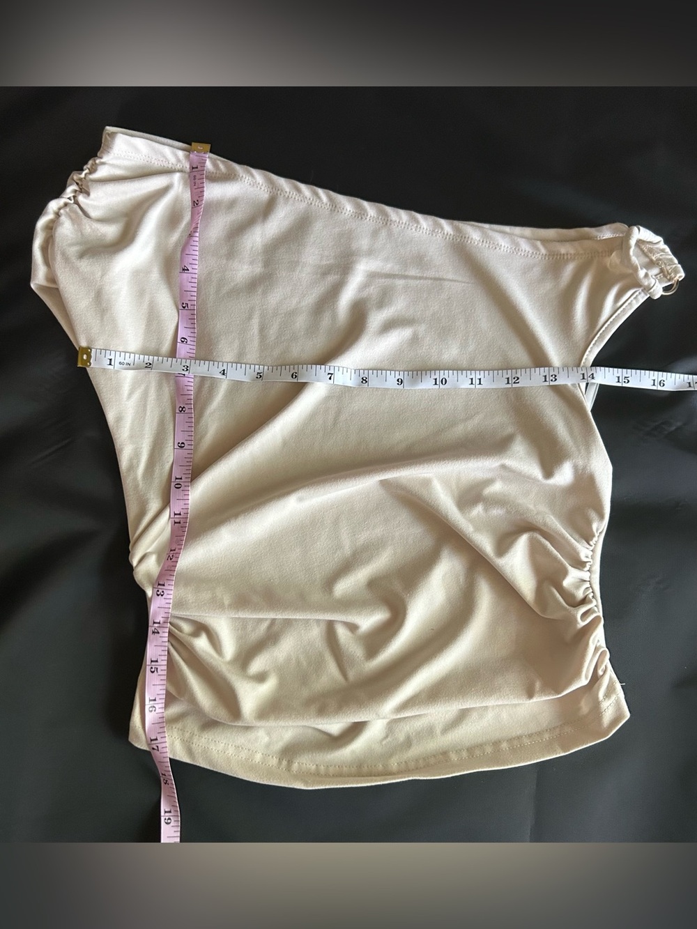 One-Shoulder Bandeau Top in Nude Cream